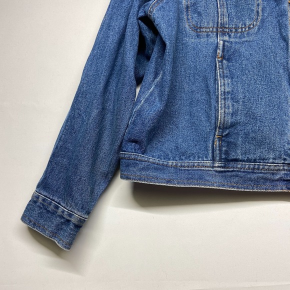 Bill Blass Cropped Jacket Women's XL Blue Denim 100% Cotton Pockets Button-Front - Picture 3 of 15